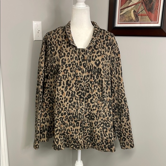 Lane Bryant Leopard Print Sateen Peplum Jacket 28 NWT - Picture 1 of 7